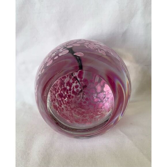 Daum France Pink Flowers Glass Egg Figurine Paperweight Signed DECO 70’s MCM VTG - Picture 3 of 6